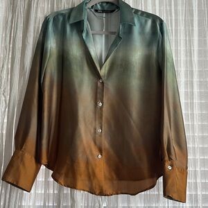 Zara Sage Green Sheer Blouse